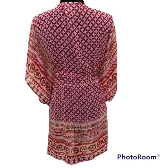 INTO THE BLEU By Amerex Sheer Pink and White Coverup. Size L - Picture 2 of 5